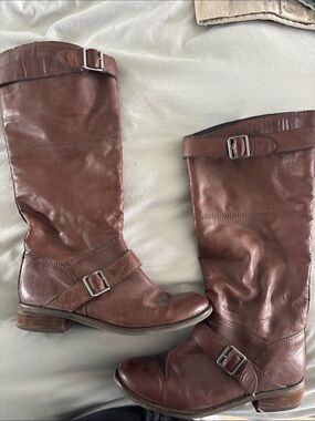 DV by Dolce Vita Brown Leather Knee-High Buckle Boots